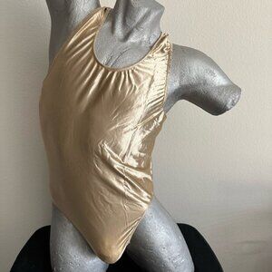 Sculpted Sexy Men's Bodysuit - Satin - Buckskin/Champagne color, by Risewear  XL